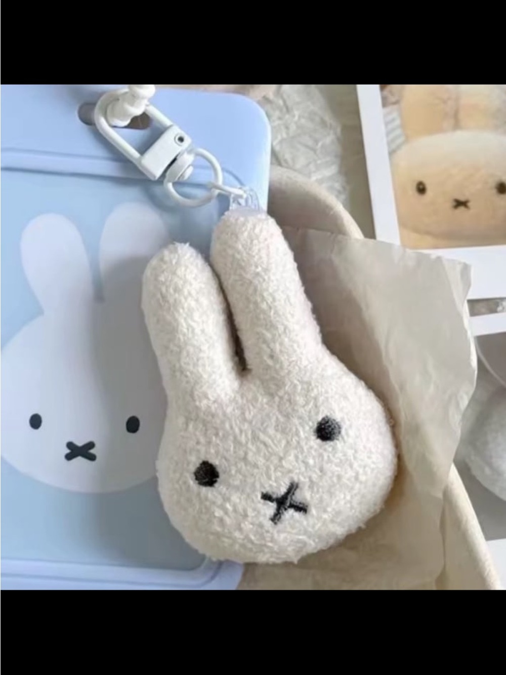 miffy Cream Plush Bunny Keychain Charm